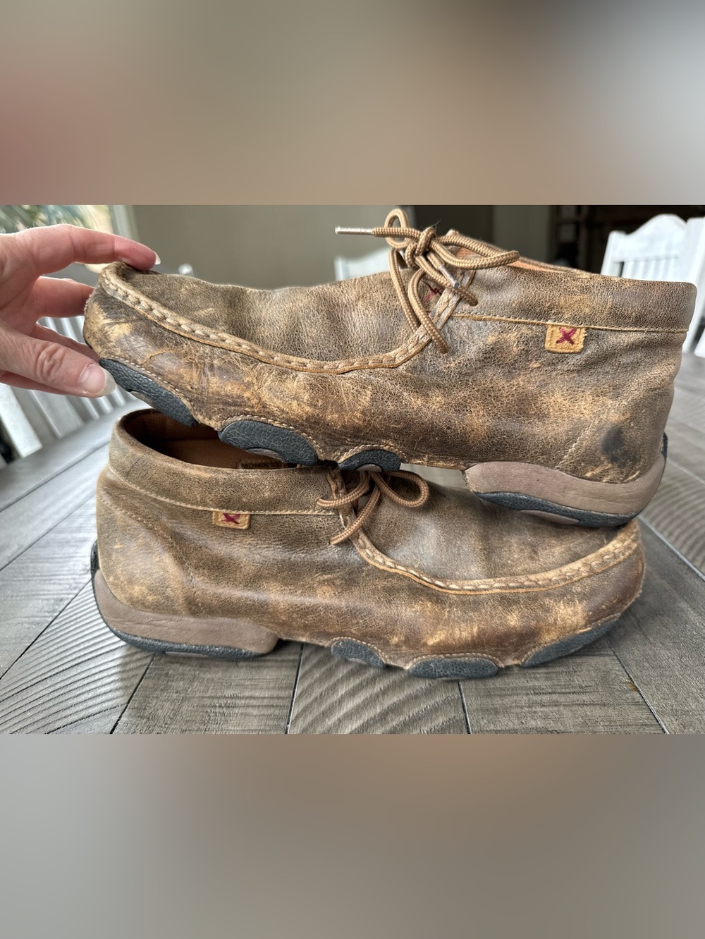 Twisted X Driving Leather Moccasin Chukka Distressed Boots Men’s Size 10.5